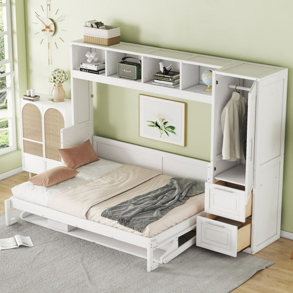 HomeRoots White Wood Full Murphy Bed - Elegant Space-Saving Design with Premium Craftsmanship for Any Room 602130