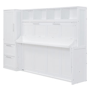 HomeRoots White Wood Full Murphy Bed - Elegant Space-Saving Design with Premium Craftsmanship for Any Room 602130