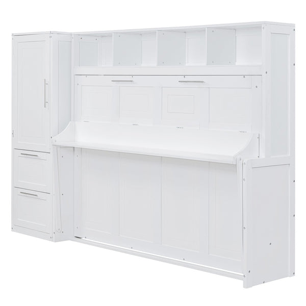 HomeRoots White Wood Full Murphy Bed - Elegant Space-Saving Design with Premium Craftsmanship for Any Room 602130