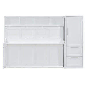 HomeRoots White Wood Full Murphy Bed - Elegant Space-Saving Design with Premium Craftsmanship for Any Room 602130