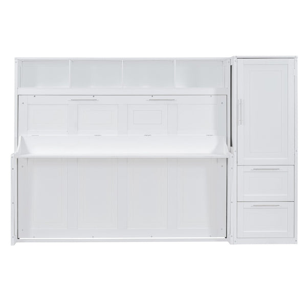 HomeRoots White Wood Full Murphy Bed - Elegant Space-Saving Design with Premium Craftsmanship for Any Room 602130