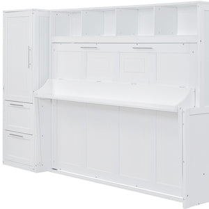 HomeRoots White Wood Full Murphy Bed - Elegant Space-Saving Design with Premium Craftsmanship for Any Room 602130