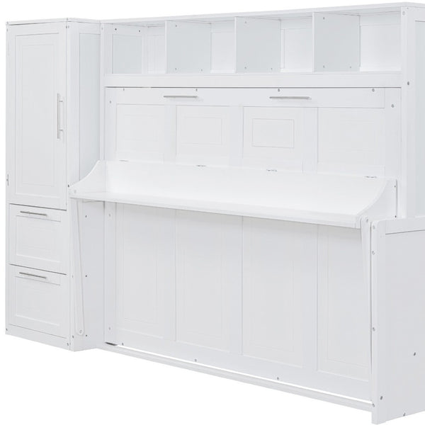 HomeRoots White Wood Full Murphy Bed - Elegant Space-Saving Design with Premium Craftsmanship for Any Room 602130