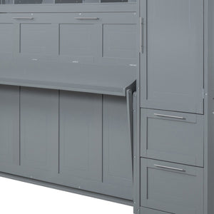 HomeRoots Gray Wood Queen Murphy Bed - Stylish Space-Saving Design with Sturdy Frame for Ultimate Comfort 602131