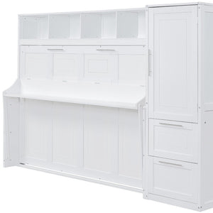 HomeRoots White Wood Queen Murphy Bed – Elegant Space-Saving Design for Guest Rooms & Multi-Use Spaces 602132