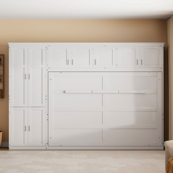 HomeRoots White Wood Queen Murphy Bed - Stylish, Space-Saving Solution for Versatile Guest Room Comfort 602134