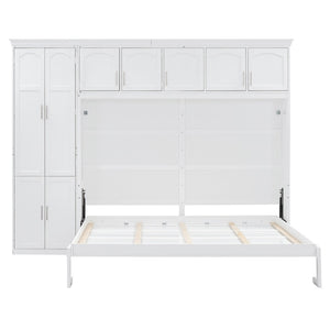 HomeRoots White Wood Queen Murphy Bed - Stylish, Space-Saving Solution for Versatile Guest Room Comfort 602134