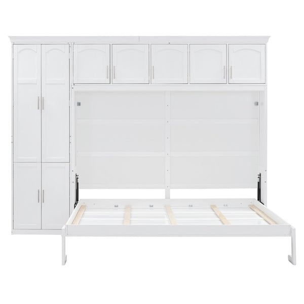 HomeRoots White Wood Queen Murphy Bed - Stylish, Space-Saving Solution for Versatile Guest Room Comfort 602134