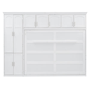 HomeRoots White Wood Queen Murphy Bed - Stylish, Space-Saving Solution for Versatile Guest Room Comfort 602134