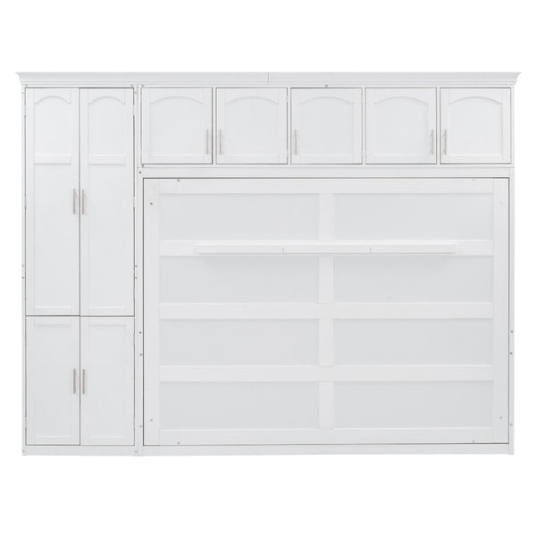 HomeRoots White Wood Queen Murphy Bed - Stylish, Space-Saving Solution for Versatile Guest Room Comfort 602134