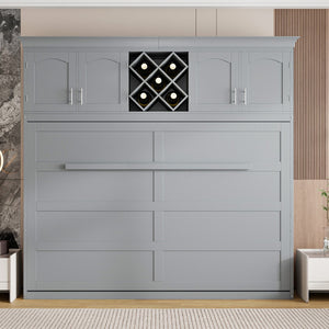 HomeRoots Gray Wood Queen Murphy Bed - Elegant Space-Saving Design with Sturdy Construction for Any Room 602135