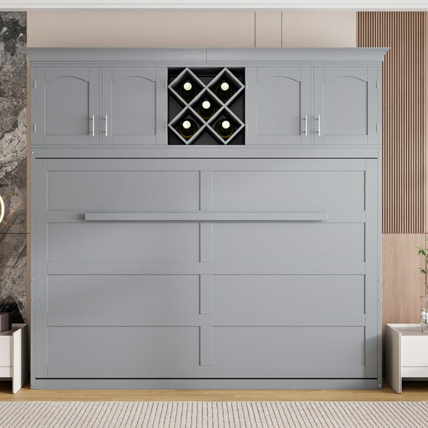 HomeRoots Gray Wood Queen Murphy Bed - Elegant Space-Saving Design with Sturdy Construction for Any Room 602135