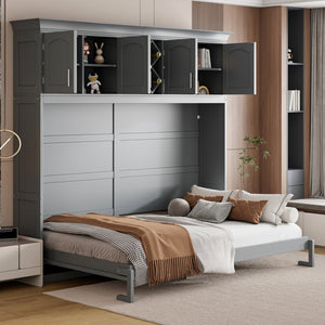 HomeRoots Gray Wood Queen Murphy Bed - Elegant Space-Saving Design with Sturdy Construction for Any Room 602135