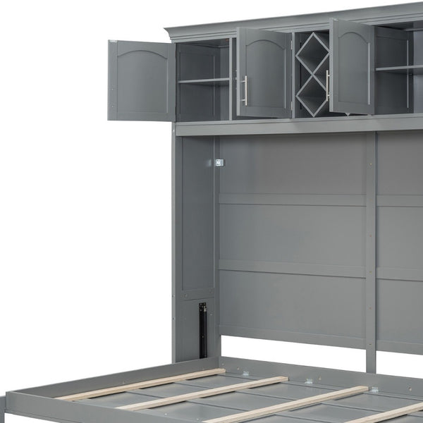 HomeRoots Gray Wood Queen Murphy Bed - Elegant Space-Saving Design with Sturdy Construction for Any Room 602135