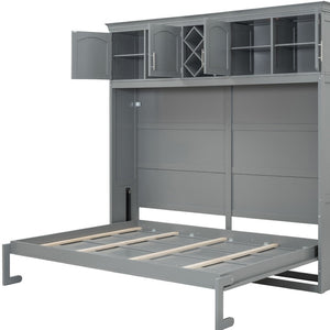 HomeRoots Gray Wood Queen Murphy Bed - Elegant Space-Saving Design with Sturdy Construction for Any Room 602135