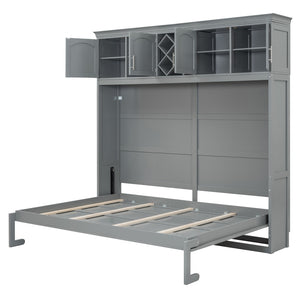 HomeRoots Gray Wood Queen Murphy Bed - Elegant Space-Saving Design with Sturdy Construction for Any Room 602135