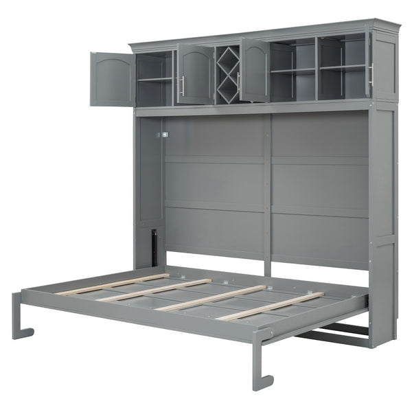 HomeRoots Gray Wood Queen Murphy Bed - Elegant Space-Saving Design with Sturdy Construction for Any Room 602135