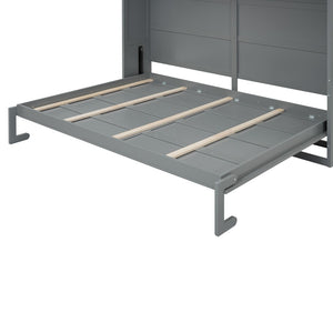 HomeRoots Gray Wood Queen Murphy Bed - Elegant Space-Saving Design with Sturdy Construction for Any Room 602135