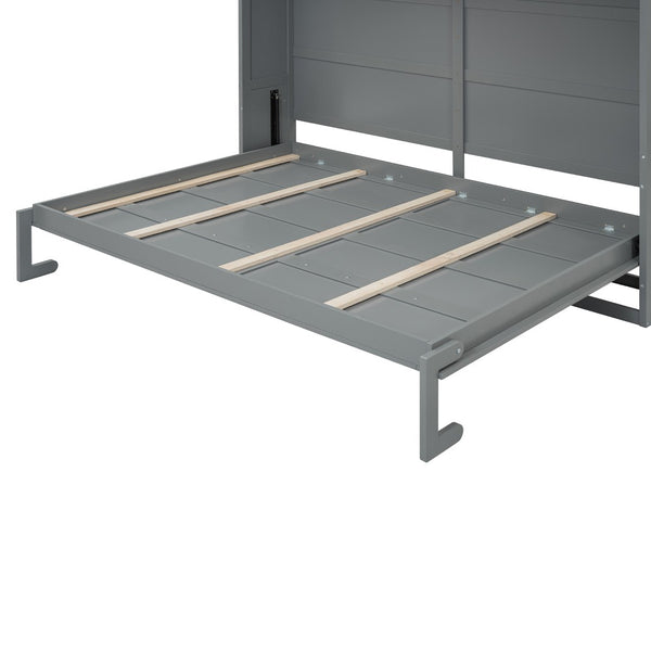 HomeRoots Gray Wood Queen Murphy Bed - Elegant Space-Saving Design with Sturdy Construction for Any Room 602135
