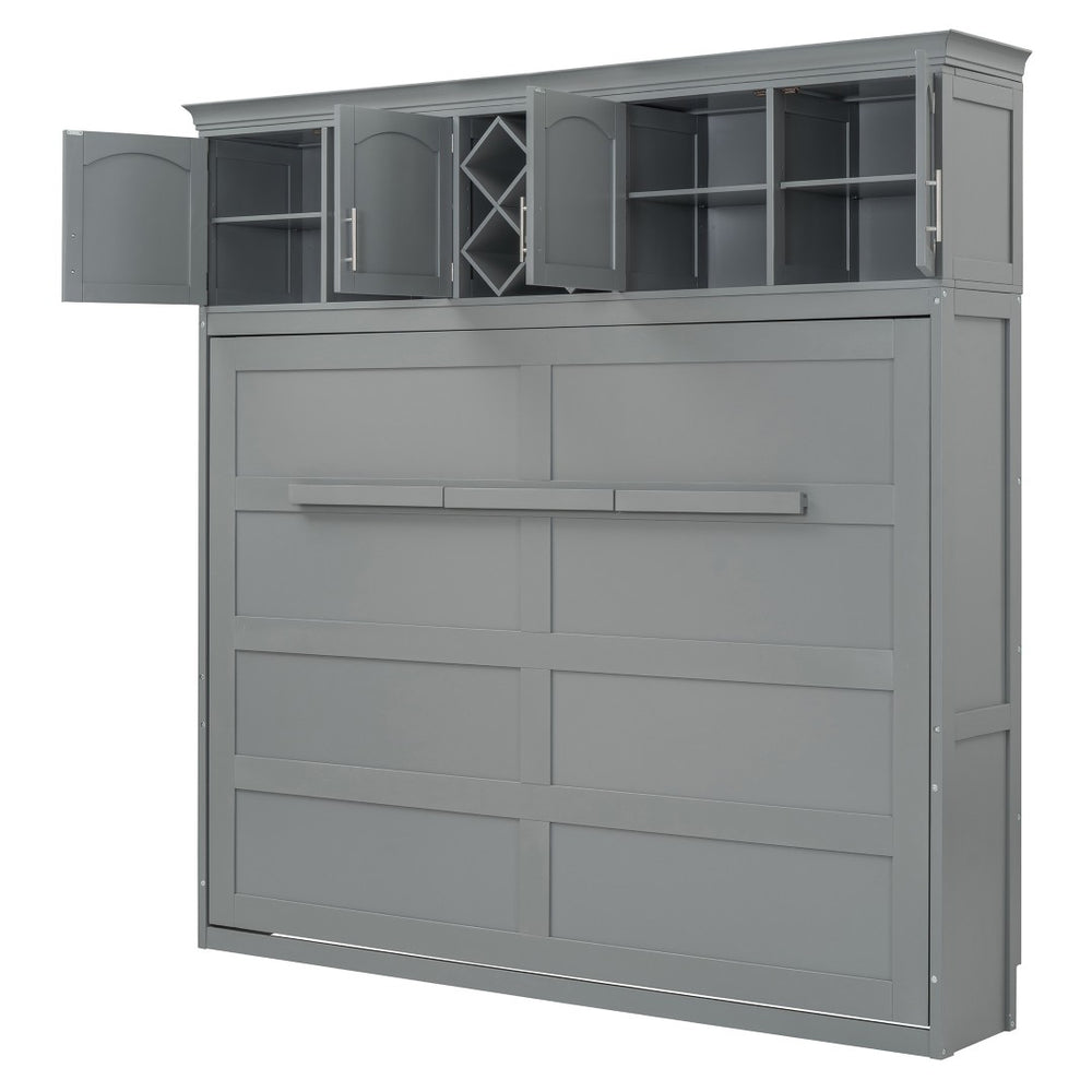 HomeRoots Gray Wood Queen Murphy Bed - Elegant Space-Saving Design with Sturdy Construction for Any Room 602135
