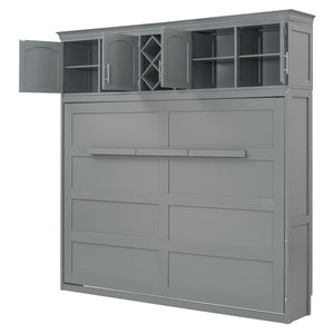 HomeRoots Gray Wood Queen Murphy Bed - Elegant Space-Saving Design with Sturdy Construction for Any Room 602135