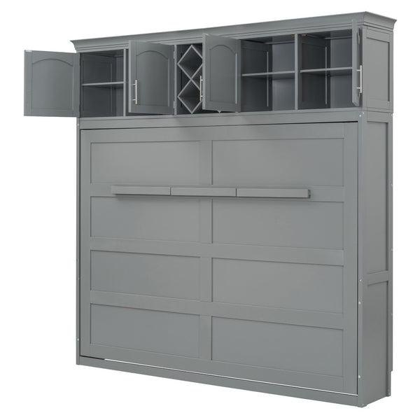 HomeRoots Gray Wood Queen Murphy Bed - Elegant Space-Saving Design with Sturdy Construction for Any Room 602135