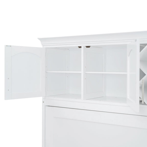 HomeRoots White Wood Queen Murphy Bed – Elegant Space-Saving Design with Integrated Headboard & Sturdy Support 602136