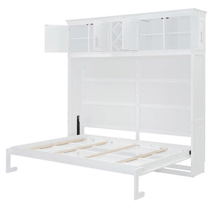 HomeRoots White Wood Queen Murphy Bed – Elegant Space-Saving Design with Integrated Headboard & Sturdy Support 602136