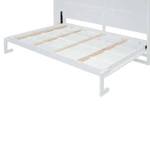HomeRoots White Wood Queen Murphy Bed – Elegant Space-Saving Design with Integrated Headboard & Sturdy Support 602136