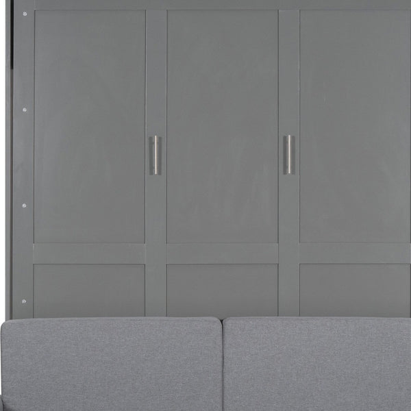 HomeRoots Gray Wood Queen Murphy Bed – Elegant, Space-Saving Design with Premium Support for Ultimate Comfort! 602137