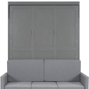 HomeRoots Gray Wood Queen Murphy Bed – Elegant, Space-Saving Design with Premium Support for Ultimate Comfort! 602137