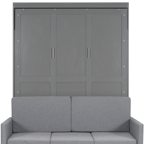 HomeRoots Gray Wood Queen Murphy Bed – Elegant, Space-Saving Design with Premium Support for Ultimate Comfort! 602137