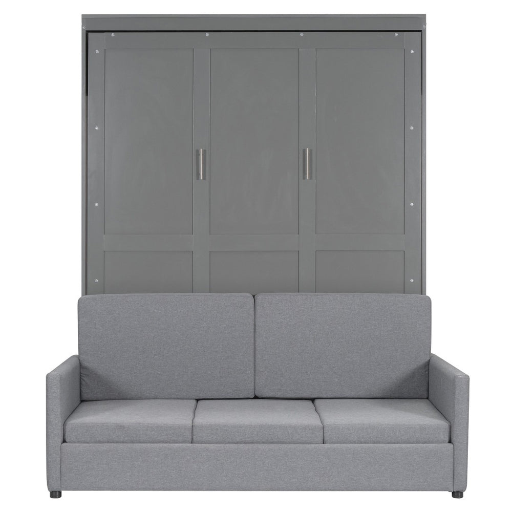 HomeRoots Gray Wood Queen Murphy Bed – Elegant, Space-Saving Design with Premium Support for Ultimate Comfort! 602137