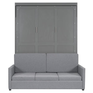 HomeRoots Gray Wood Queen Murphy Bed – Elegant, Space-Saving Design with Premium Support for Ultimate Comfort! 602137