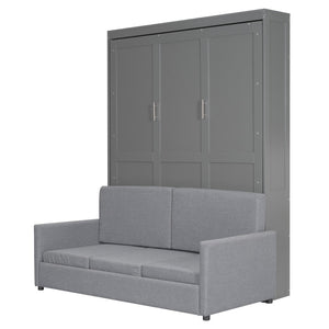HomeRoots Gray Wood Queen Murphy Bed – Elegant, Space-Saving Design with Premium Support for Ultimate Comfort! 602137