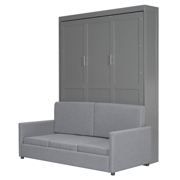 HomeRoots Gray Wood Queen Murphy Bed – Elegant, Space-Saving Design with Premium Support for Ultimate Comfort! 602137