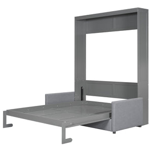HomeRoots Gray Wood Queen Murphy Bed – Elegant, Space-Saving Design with Premium Support for Ultimate Comfort! 602137