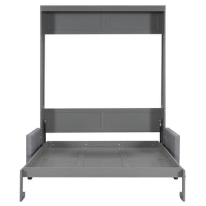 HomeRoots Gray Wood Queen Murphy Bed – Elegant, Space-Saving Design with Premium Support for Ultimate Comfort! 602137