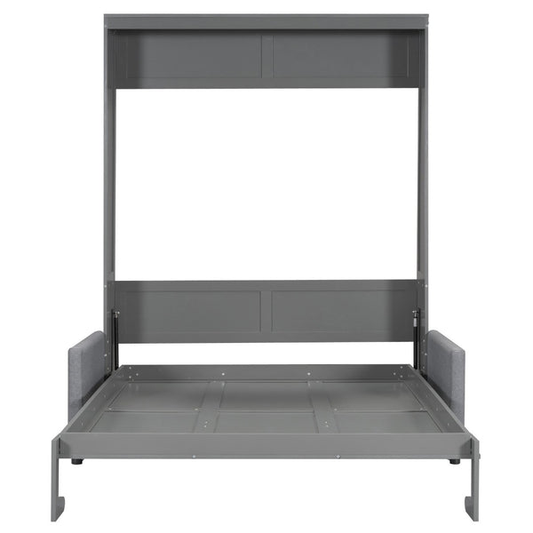 HomeRoots Gray Wood Queen Murphy Bed – Elegant, Space-Saving Design with Premium Support for Ultimate Comfort! 602137