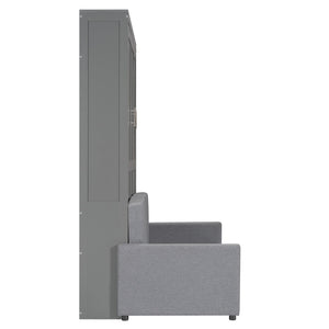 HomeRoots Gray Wood Queen Murphy Bed – Elegant, Space-Saving Design with Premium Support for Ultimate Comfort! 602137