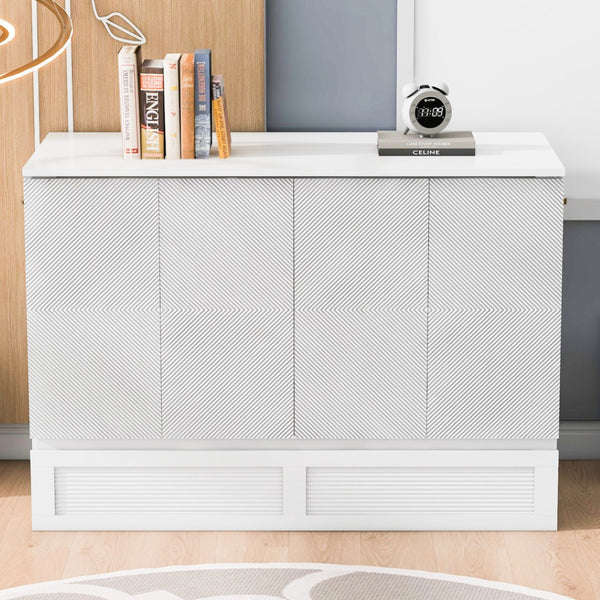HomeRoots White Wood Full Murphy Bed - Elegant Space-Saving Solution with Timeless Design for Any Room 602140