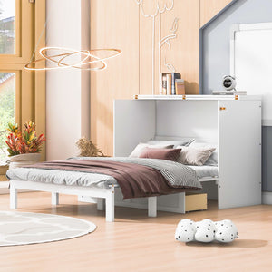 HomeRoots White Wood Full Murphy Bed - Elegant Space-Saving Solution with Timeless Design for Any Room 602140