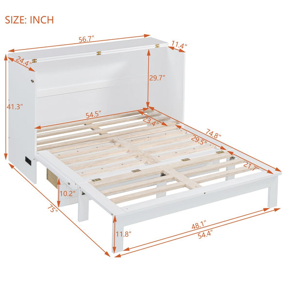 HomeRoots White Wood Full Murphy Bed - Elegant Space-Saving Solution with Timeless Design for Any Room 602140