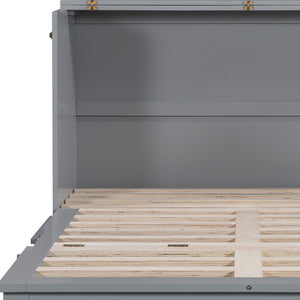 HomeRoots Gray Wood Full Murphy Bed - Space-Saving Design for Versatile Living in Your Studio or Guest Room! 602142