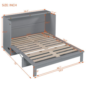 HomeRoots Gray Wood Full Murphy Bed - Space-Saving Design for Versatile Living in Your Studio or Guest Room! 602142