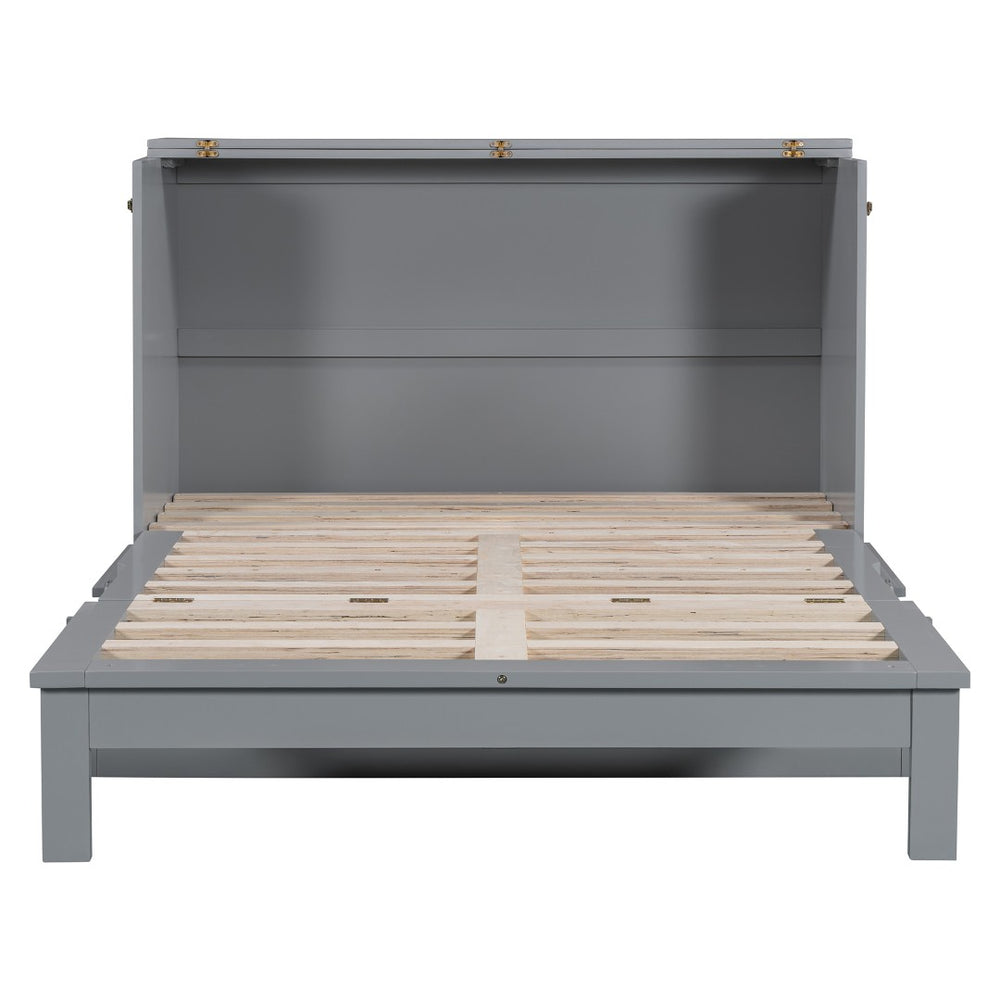 HomeRoots Gray Wood Full Murphy Bed - Space-Saving Design for Versatile Living in Your Studio or Guest Room! 602142