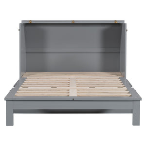 HomeRoots Gray Wood Full Murphy Bed - Space-Saving Design for Versatile Living in Your Studio or Guest Room! 602142