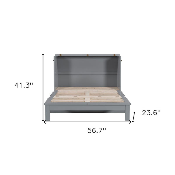 HomeRoots Gray Wood Full Murphy Bed - Space-Saving Design for Versatile Living in Your Studio or Guest Room! 602142