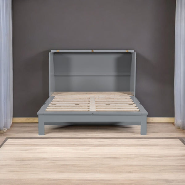 HomeRoots Gray Wood Full Murphy Bed - Space-Saving Design for Versatile Living in Your Studio or Guest Room! 602142