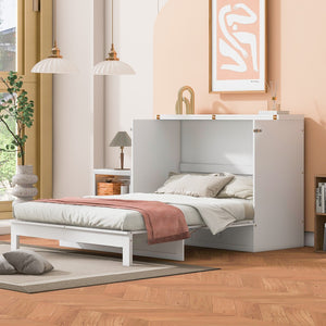 HomeRoots White Wood Full Murphy Bed – Space-Saving Elegance for Modern Living Rooms, Guest Spaces & More! 602143